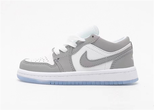 Youth Running Weapon Air Jordan 1 Grey/White Low Top Shoes 0076 Youth Running Weapon Air Jordan 1 Grey/White Low Top Shoes 0076